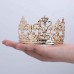 Little Vintage Crown Cake Topper Royal Themed Baby Shower Decorations Princess And Prince Headpiece (Matted Golden)