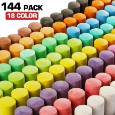 Hicet® 144 Pack 18 Colors Jumbo Sidewalk Chalk Set, Washable Art Play For Kid and Adult, Paint on School Classroom Chalkboard, Kitchen, Office Blackboard, Playground, Outdoor, Gift for Birthday Party
